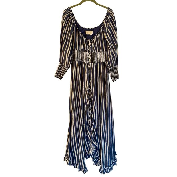 By Anthropologie striped sweetheart smocked midi dress size small - Picture 12 of 13